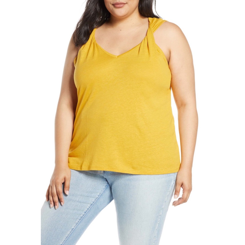 1.STATE Twist Strap Linen Blend Tank Top, Camisole